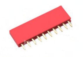 Pin header female pinsocket 1x10-pin 2.54mm pitch rood